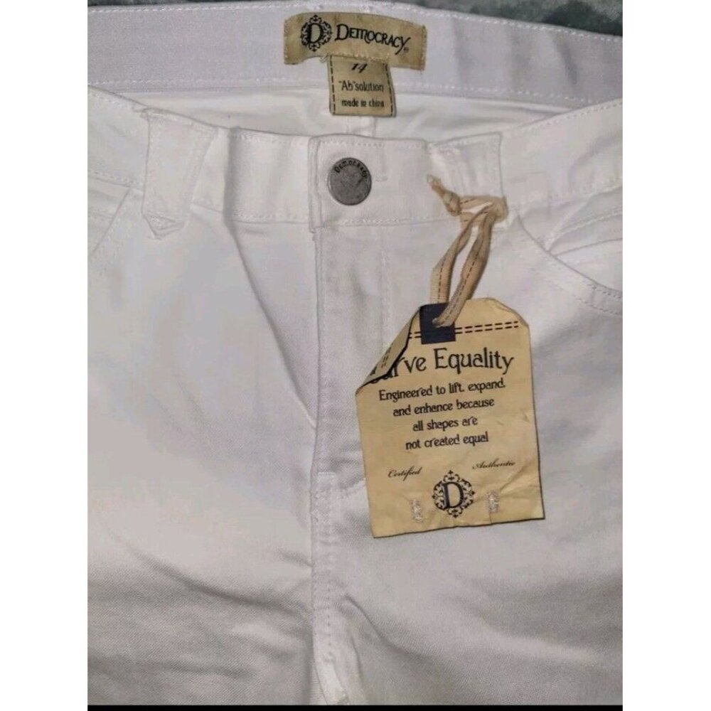 NWT DEMOCRACY White Denim "AB"SOLUTION Slimming Freedom Ankle Skimmer Jeans 14 - Picture 4 of 6
